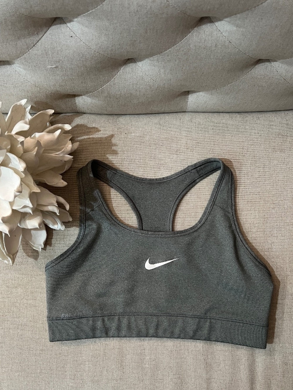 Nike Pro Dri-FIT Gray Heathered Racerback Sports Bra - Size XS